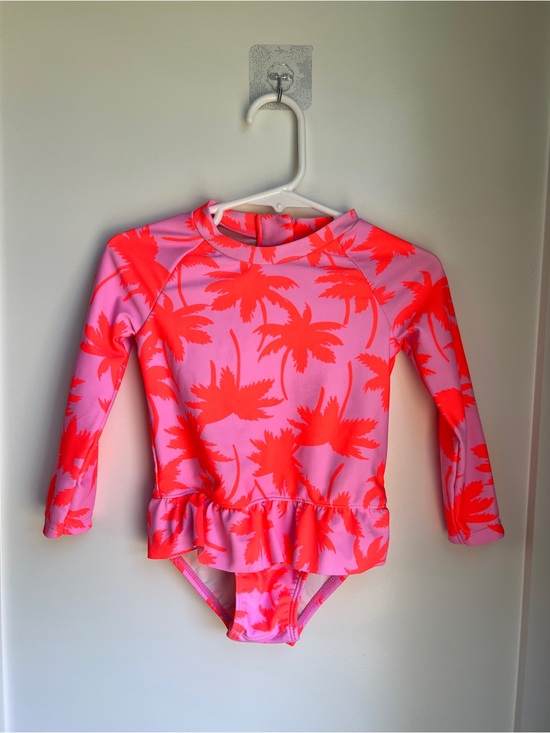 Other - 18 Month Bright Pink Palm Tree Long Sleeve Swimsuit One Piece Rash Guard 🌴☀️